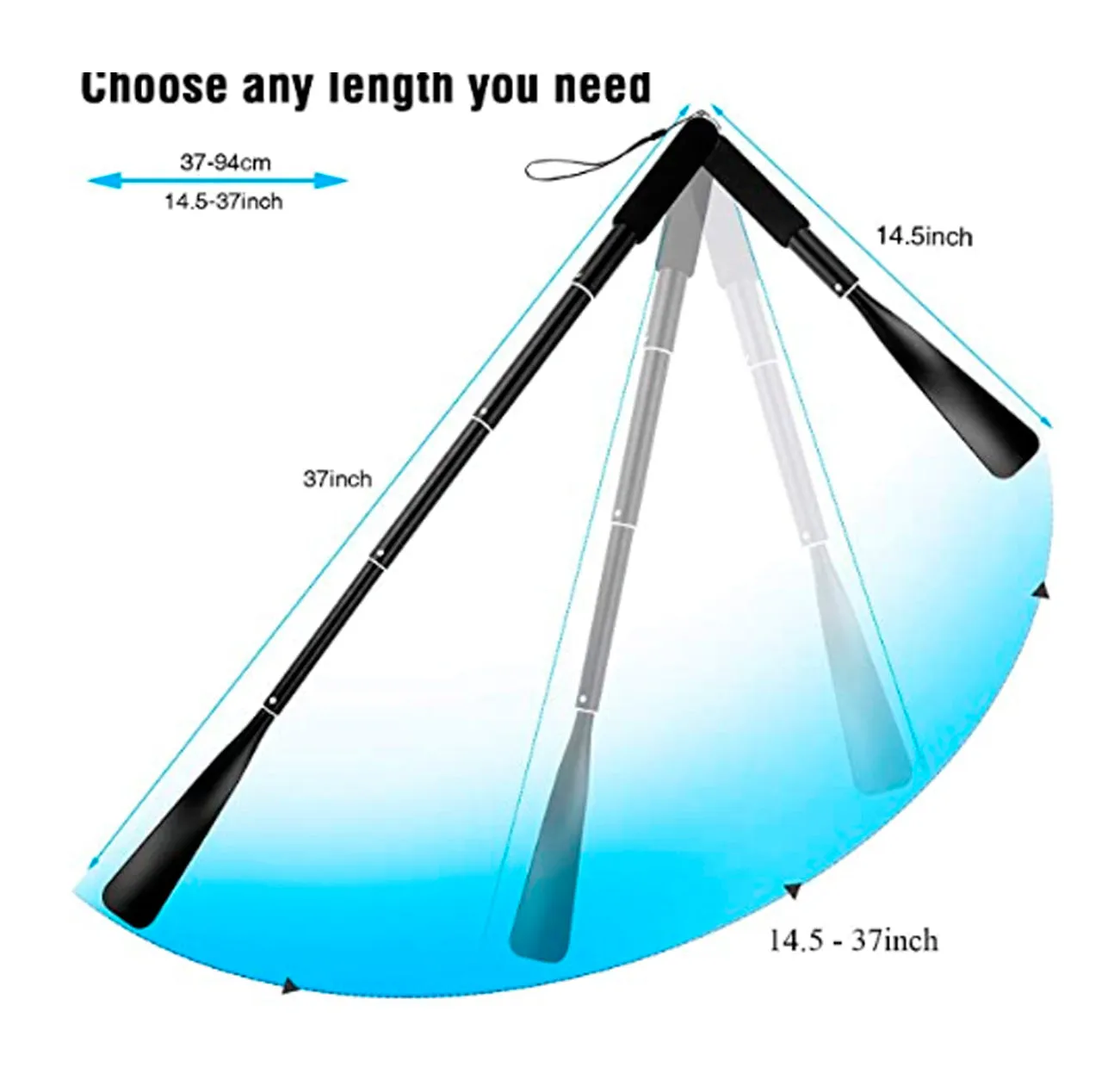 14.5"-37" Retractable Shoe Horn, Long Handled Aluminum