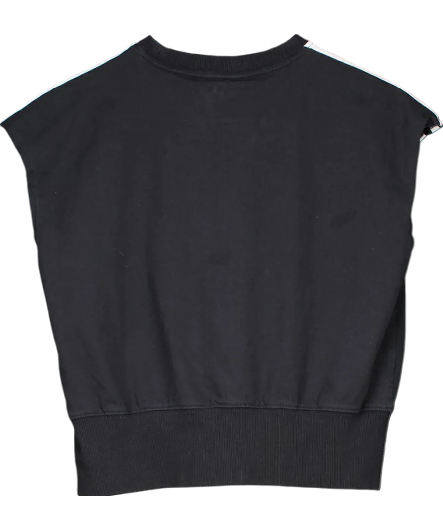 adidas Black Cropped Sleeveless Three Strip Tee UK 10
