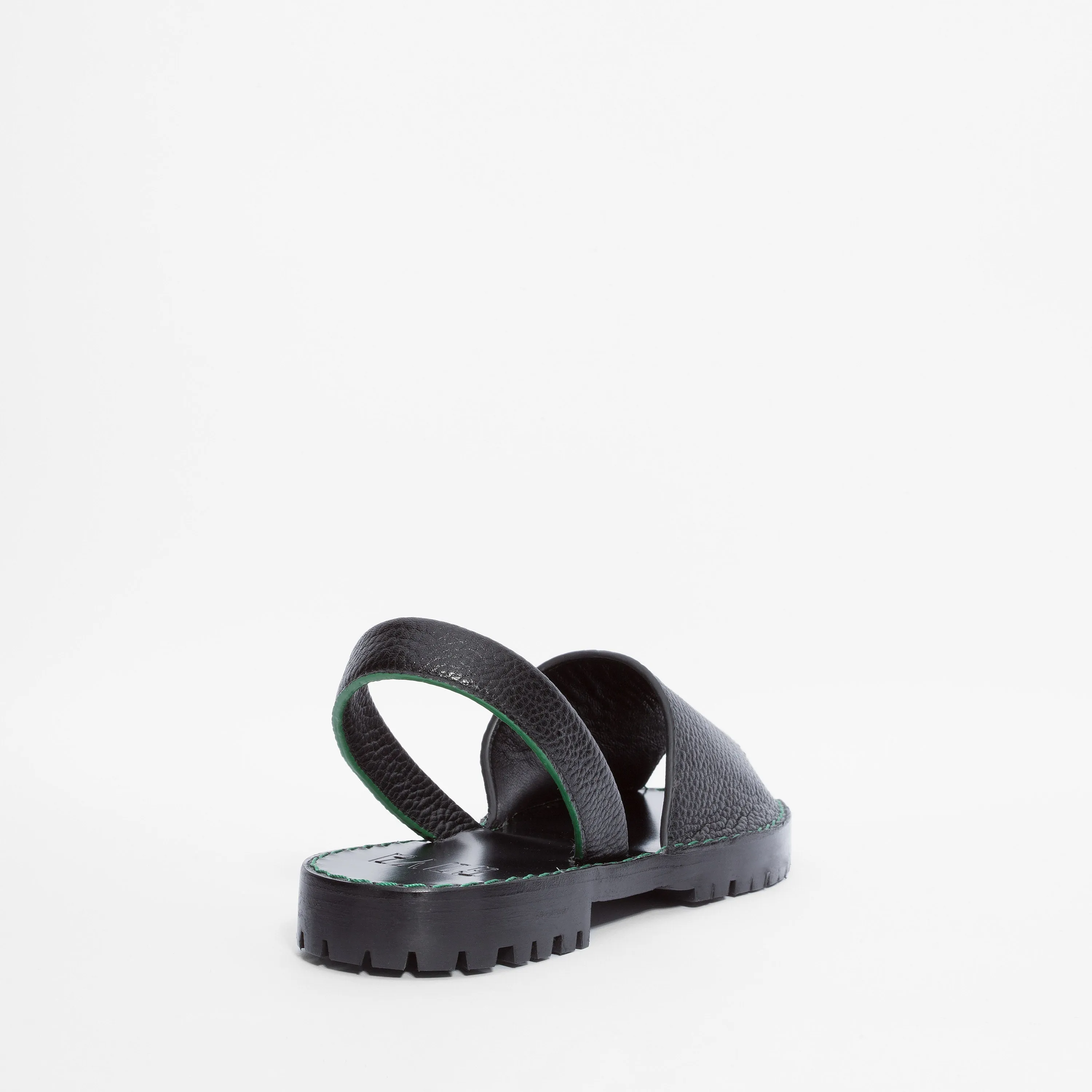 Black Pebbled Leather Goya Slide