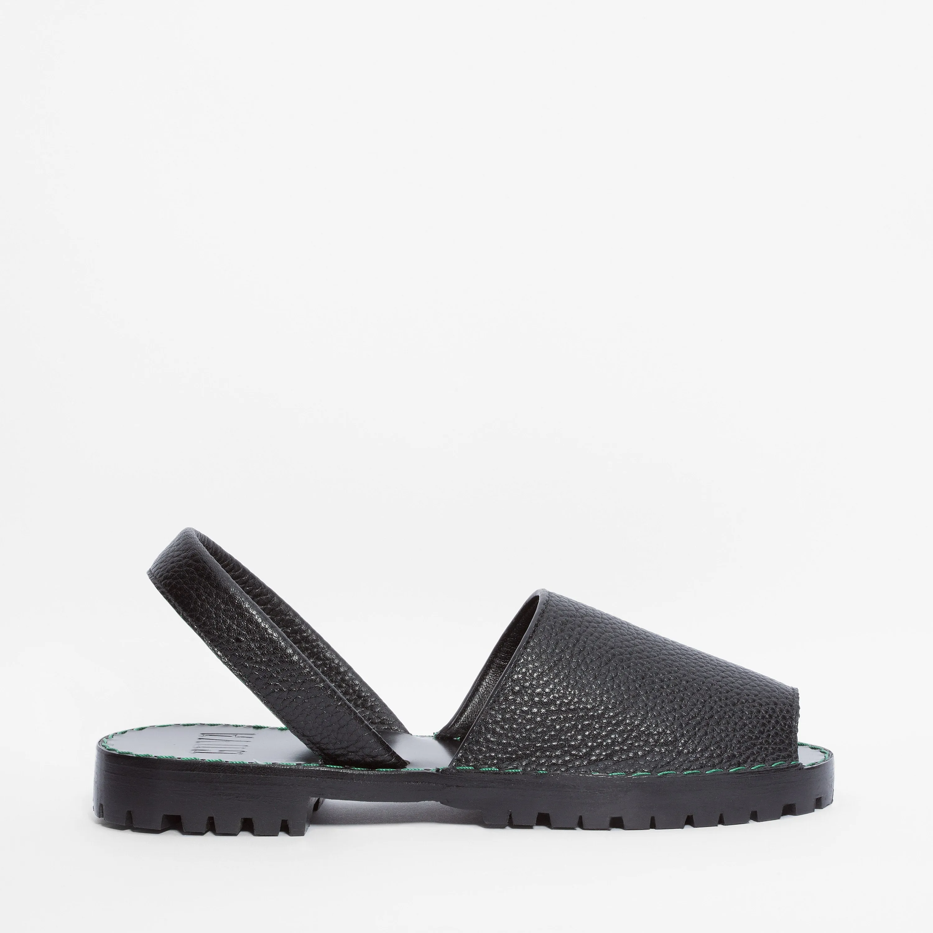 Black Pebbled Leather Goya Slide