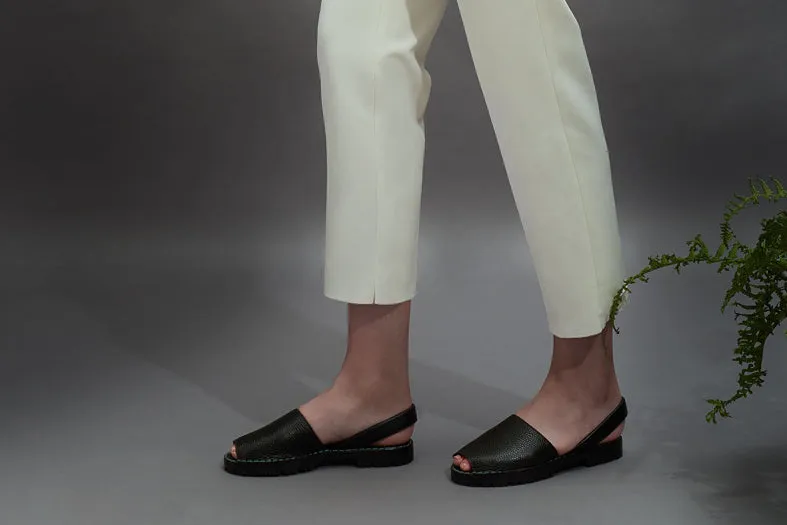 Black Pebbled Leather Goya Slide