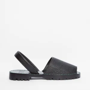 Black Pebbled Leather Goya Slide