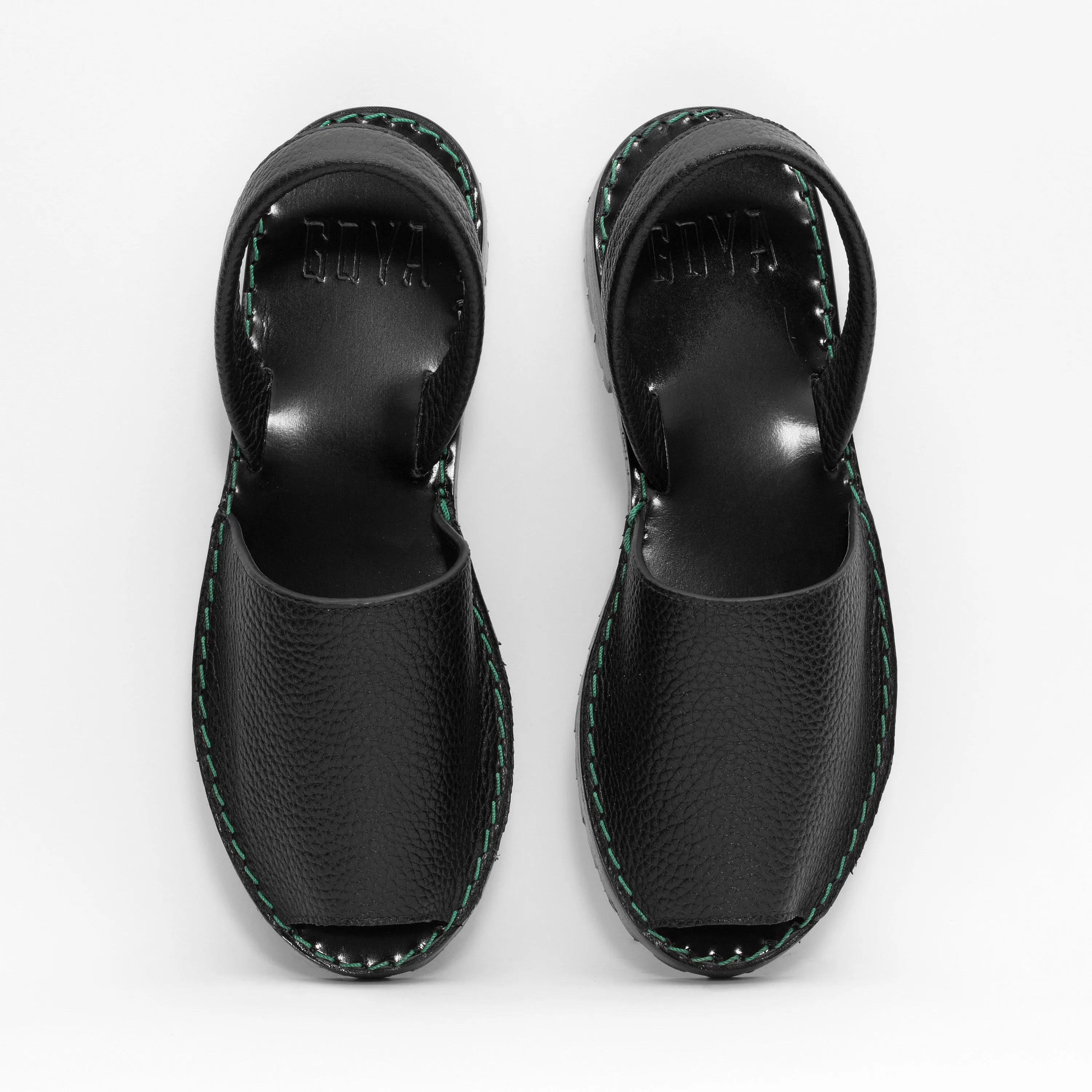 Black Pebbled Leather Goya Slide
