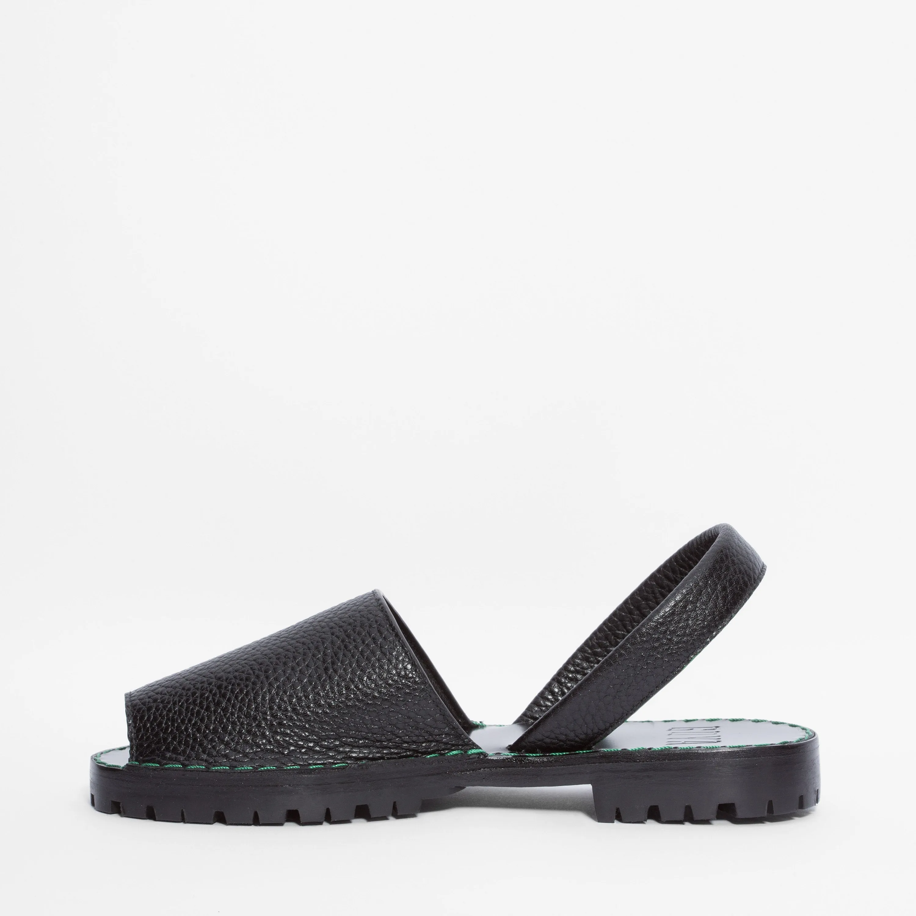 Black Pebbled Leather Goya Slide