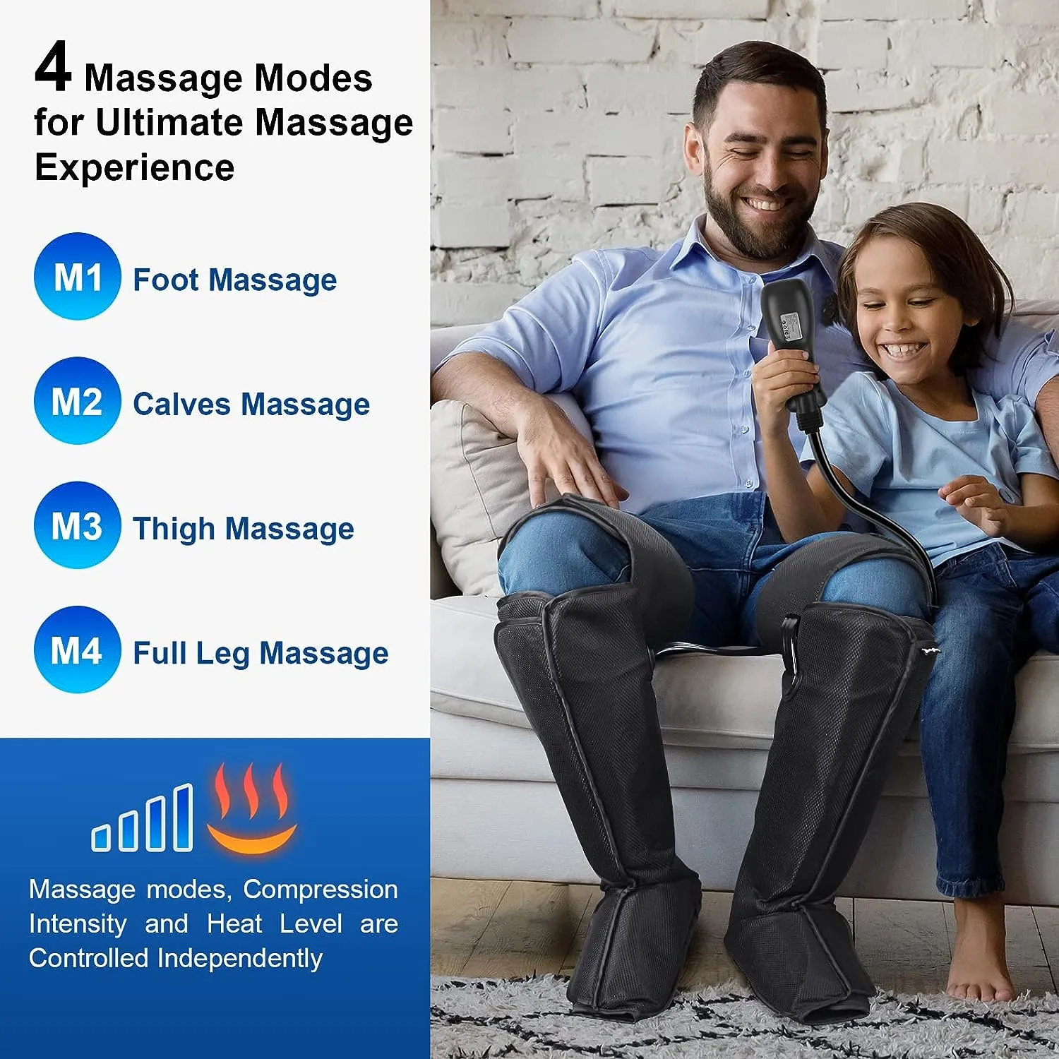 BOB AND BRAD Leg Massager with Heat and Compression, 4 Modes 4 Intensities, Gifts for Mom Dad Women Men