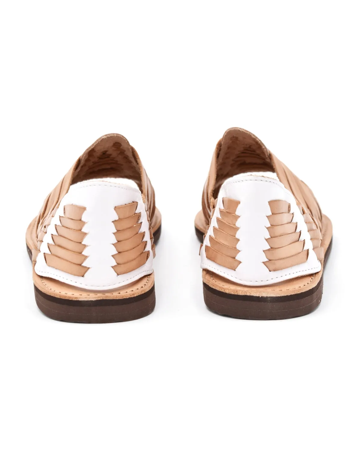 Chamula Chichen Open-Toe White & Tan Huarache