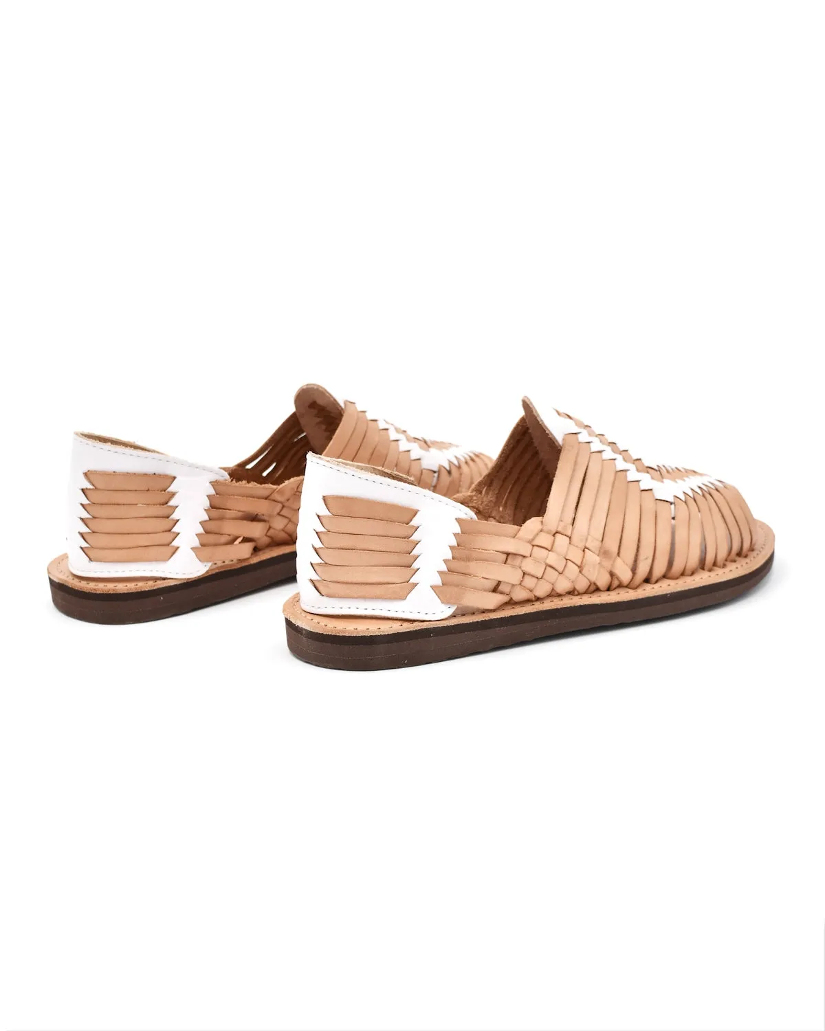 Chamula Chichen Open-Toe White & Tan Huarache