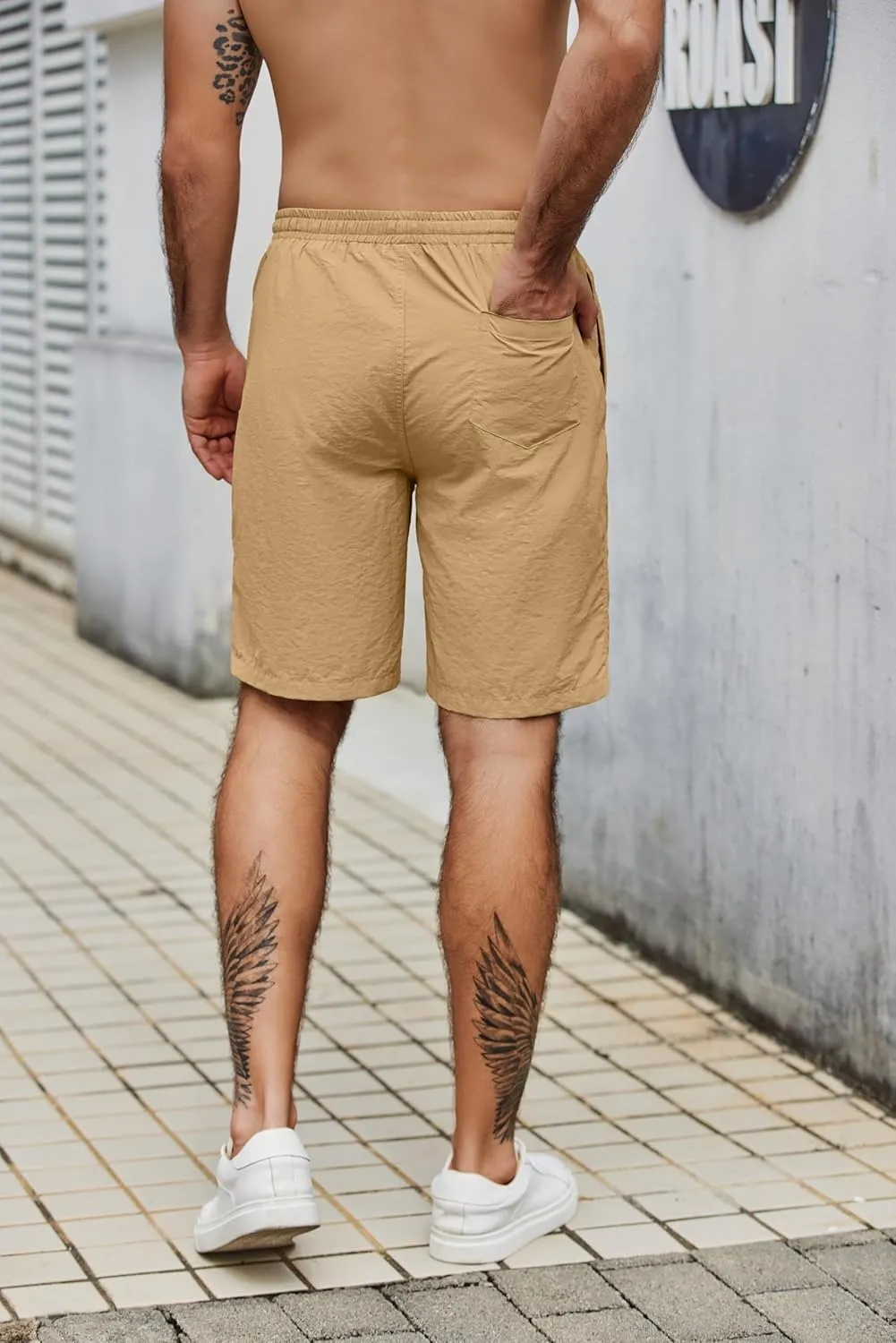 COOFANDY Men's Casual Shorts Elastic Waist Drawstring Lightweight Dry Quick Summer Beach Shorts