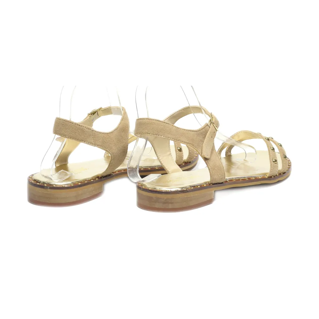 Dockers Flat Sandals Leather Gold Colour For Women