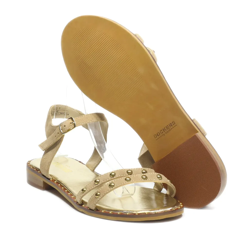 Dockers Flat Sandals Leather Gold Colour For Women