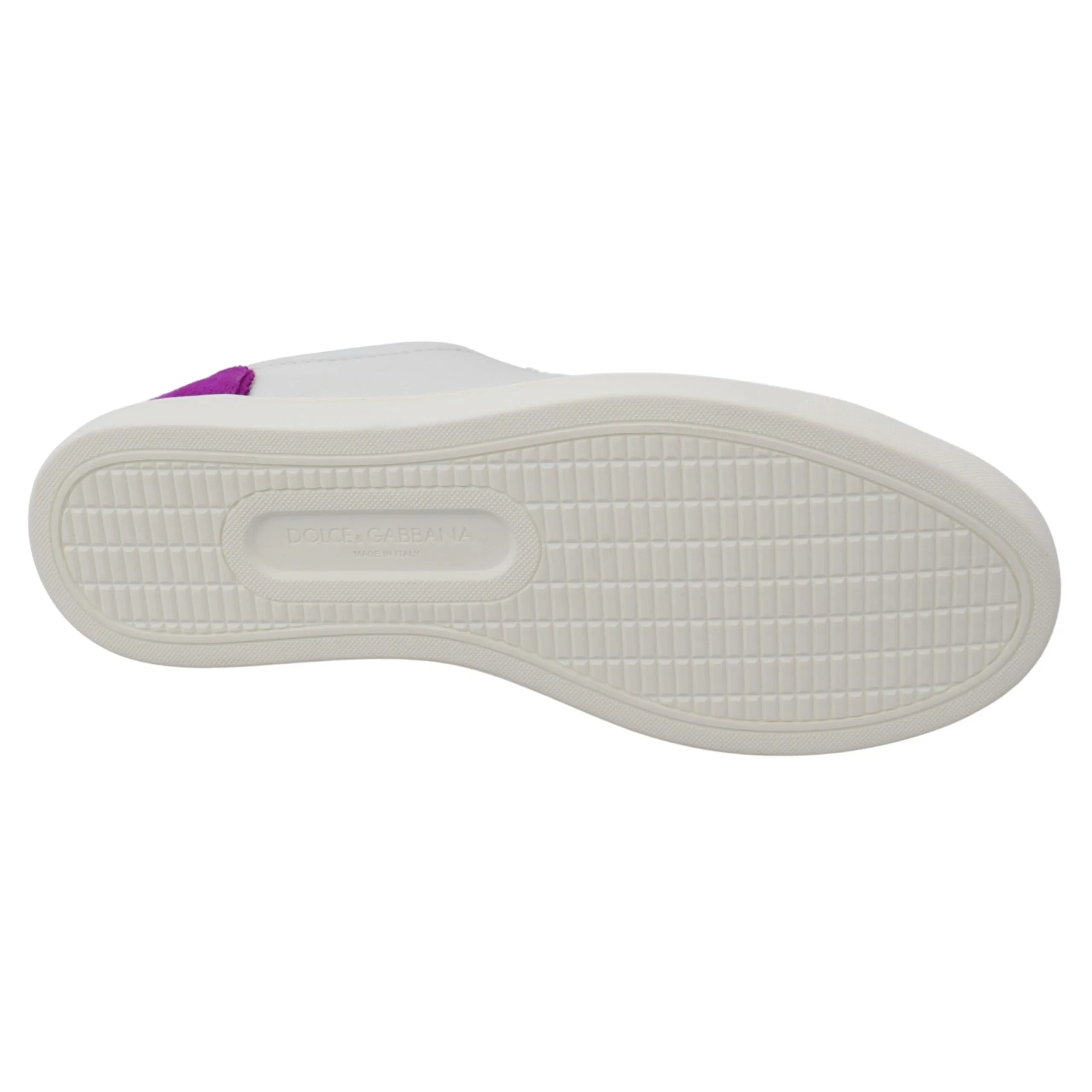 Dolce & Gabbana Chic White Leather Sneakers with Purple Accents