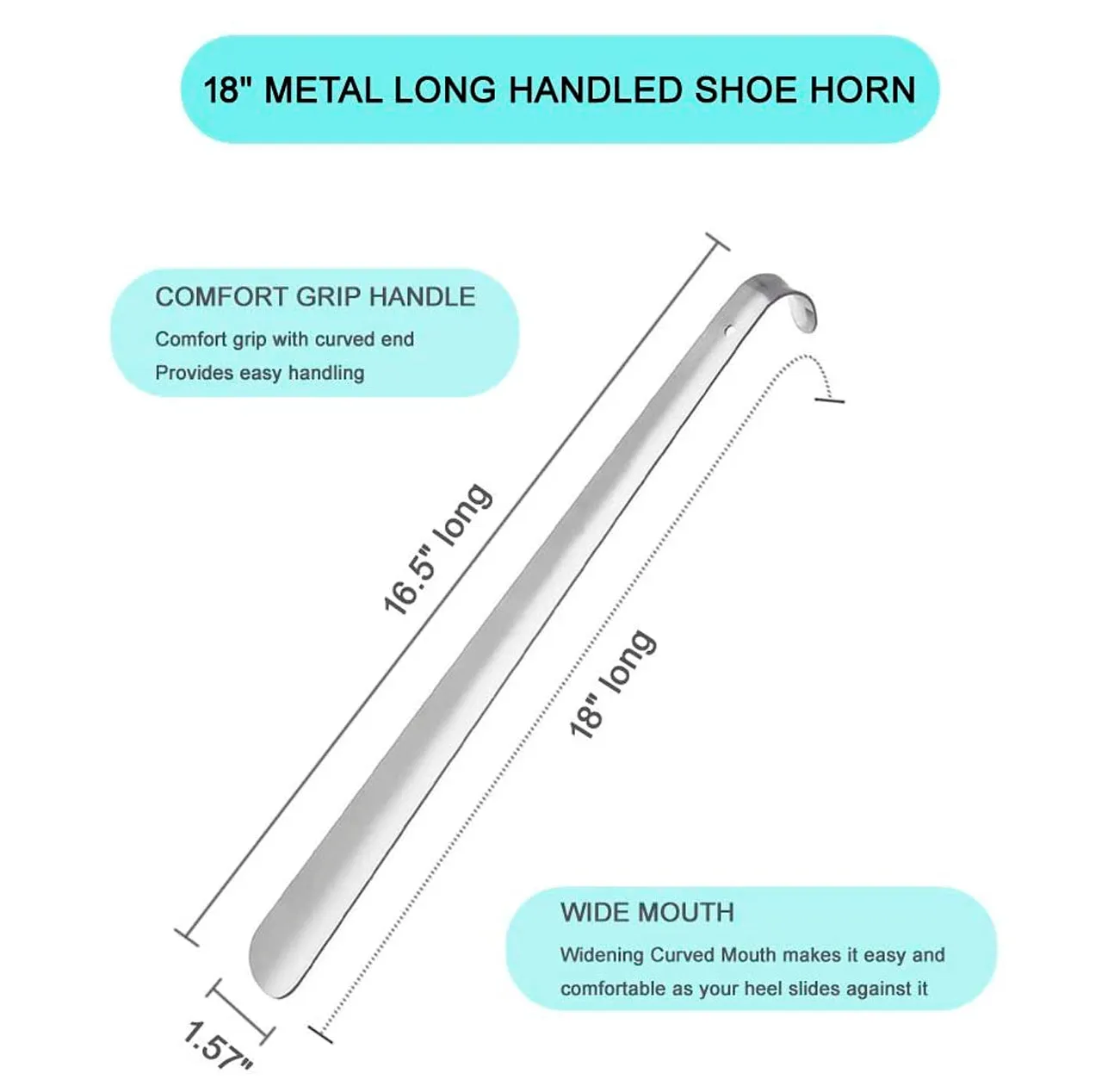 Extra Long Handled Shoe Horn - 16.5 Color Original