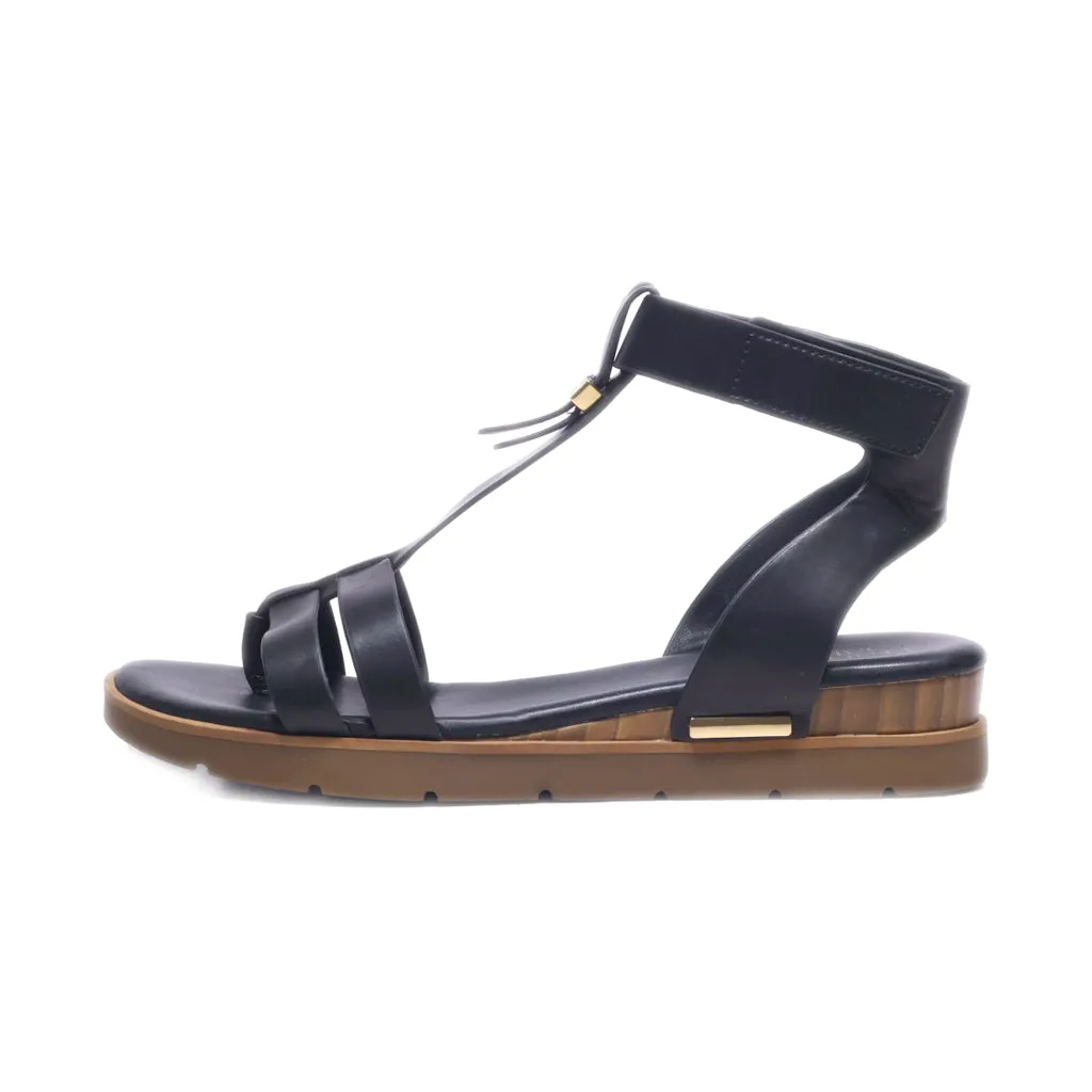 Franco Sarto Dosha Flat Sandals Leather Black Colour For Women