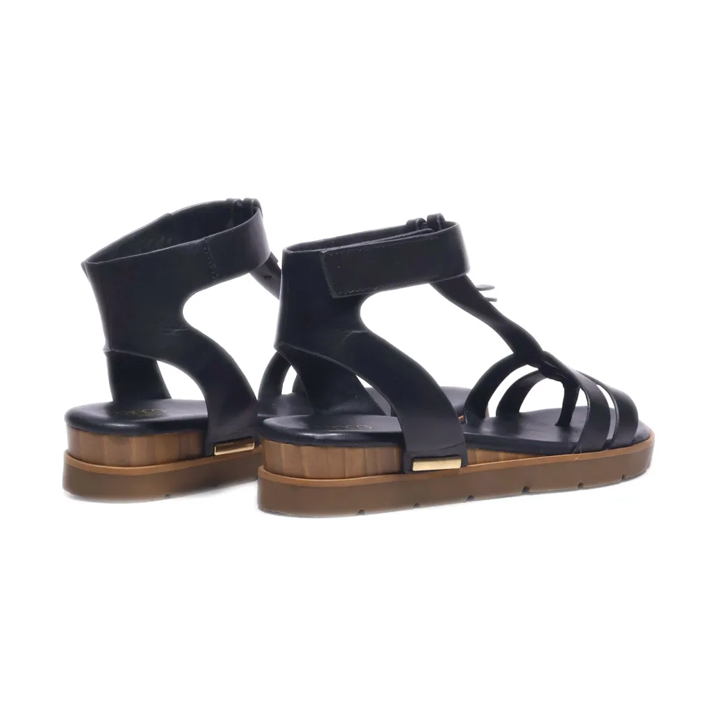 Franco Sarto Dosha Flat Sandals Leather Black Colour For Women