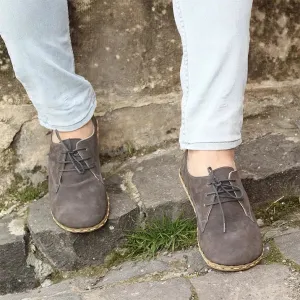 Handmade Barefoot Leather Shoes Nubuck Gray for Men