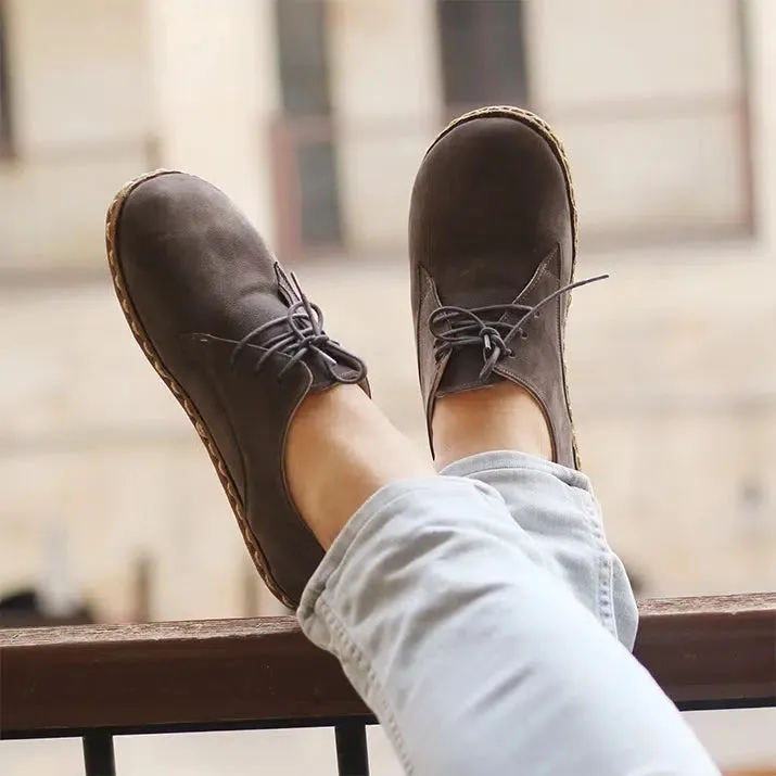Handmade Barefoot Leather Shoes Nubuck Gray for Men