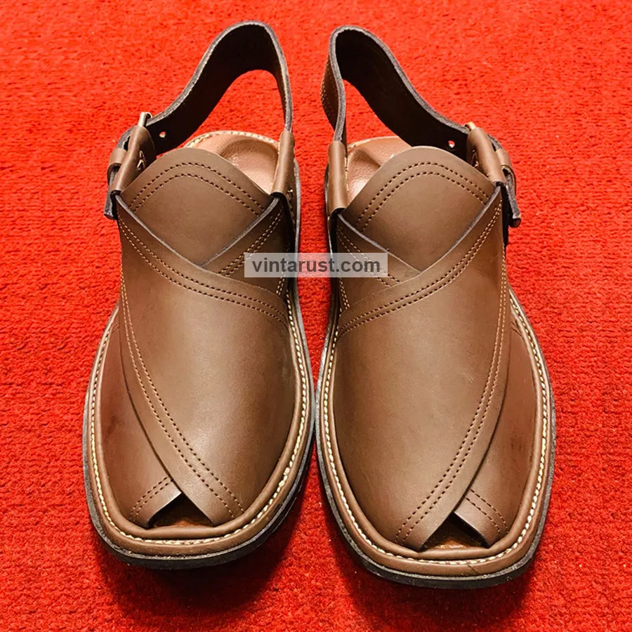 Handmade Brown Leather Kaptaan Men's Chappal