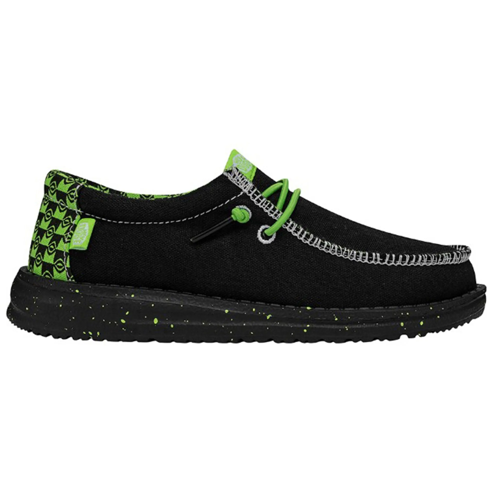 Hey Dude Wally Youth Batic Geo Black/Lime Shoes