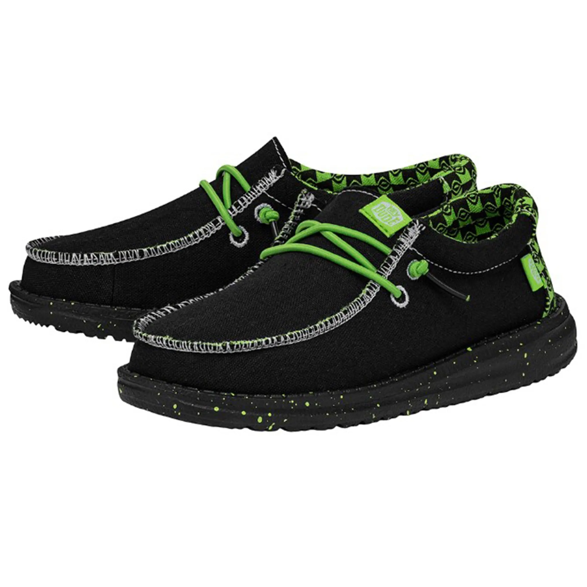 Hey Dude Wally Youth Batic Geo Black/Lime Shoes