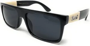 Locs 91156 Black Sunglasses | Authentic Gangster Squared Flat Top Ivory Arms Shades