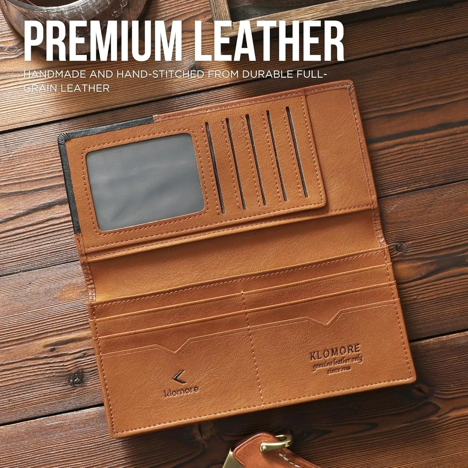 Long Wallet for Men Women Leather RFID Blocking Large Checkbook Wallets Mens Bifold Wallet with Zipper Pocket