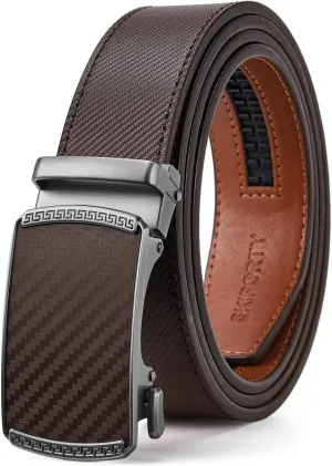 Mens Belt,Ratchet Belts for Men Leather 1 3/8'' Adjustable for Dress Jeans,Comfort Trim to Fit