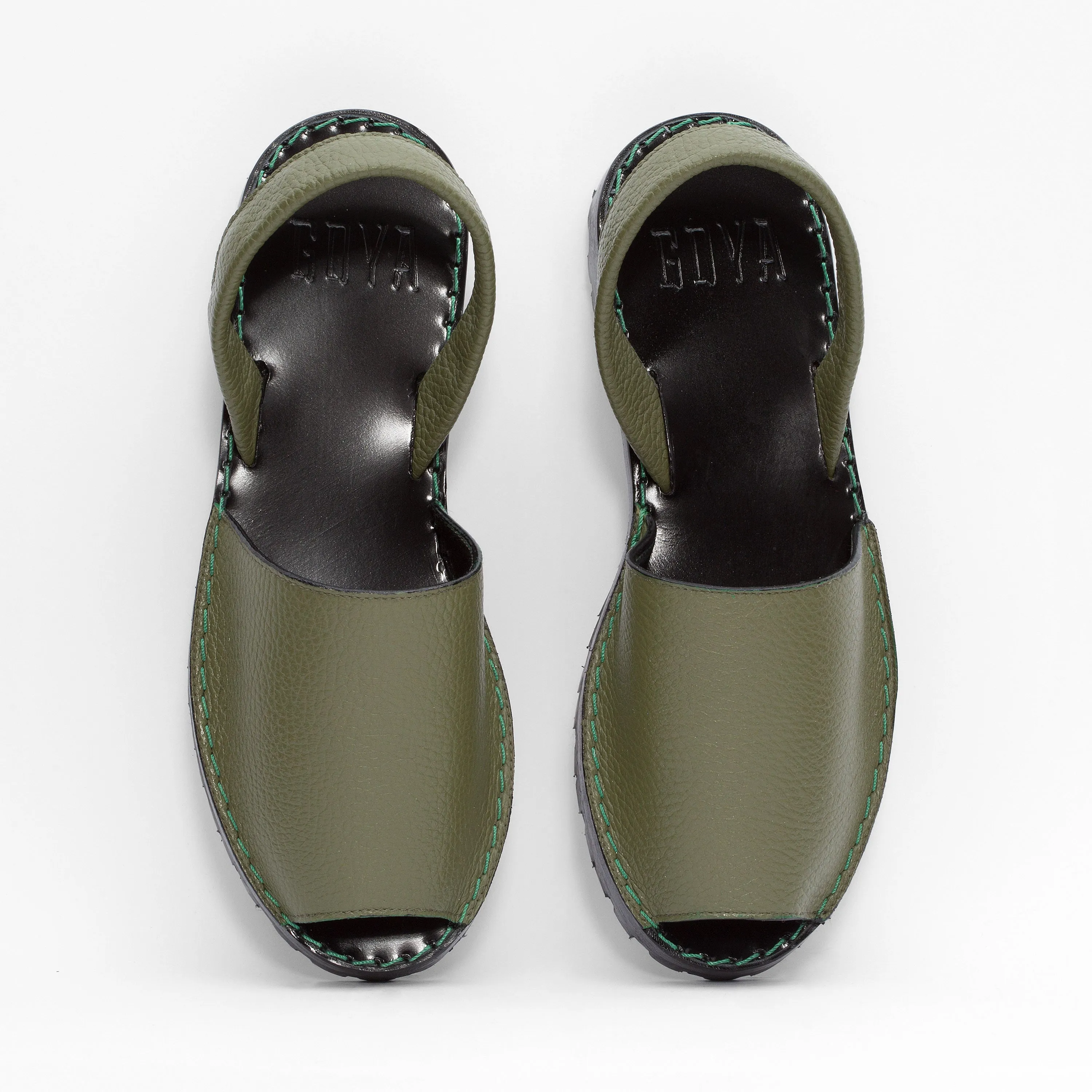 Moss Pebbled Leather Goya Sandals