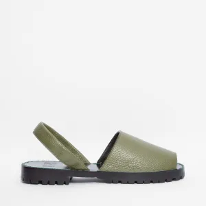 Moss Pebbled Leather Goya Sandals