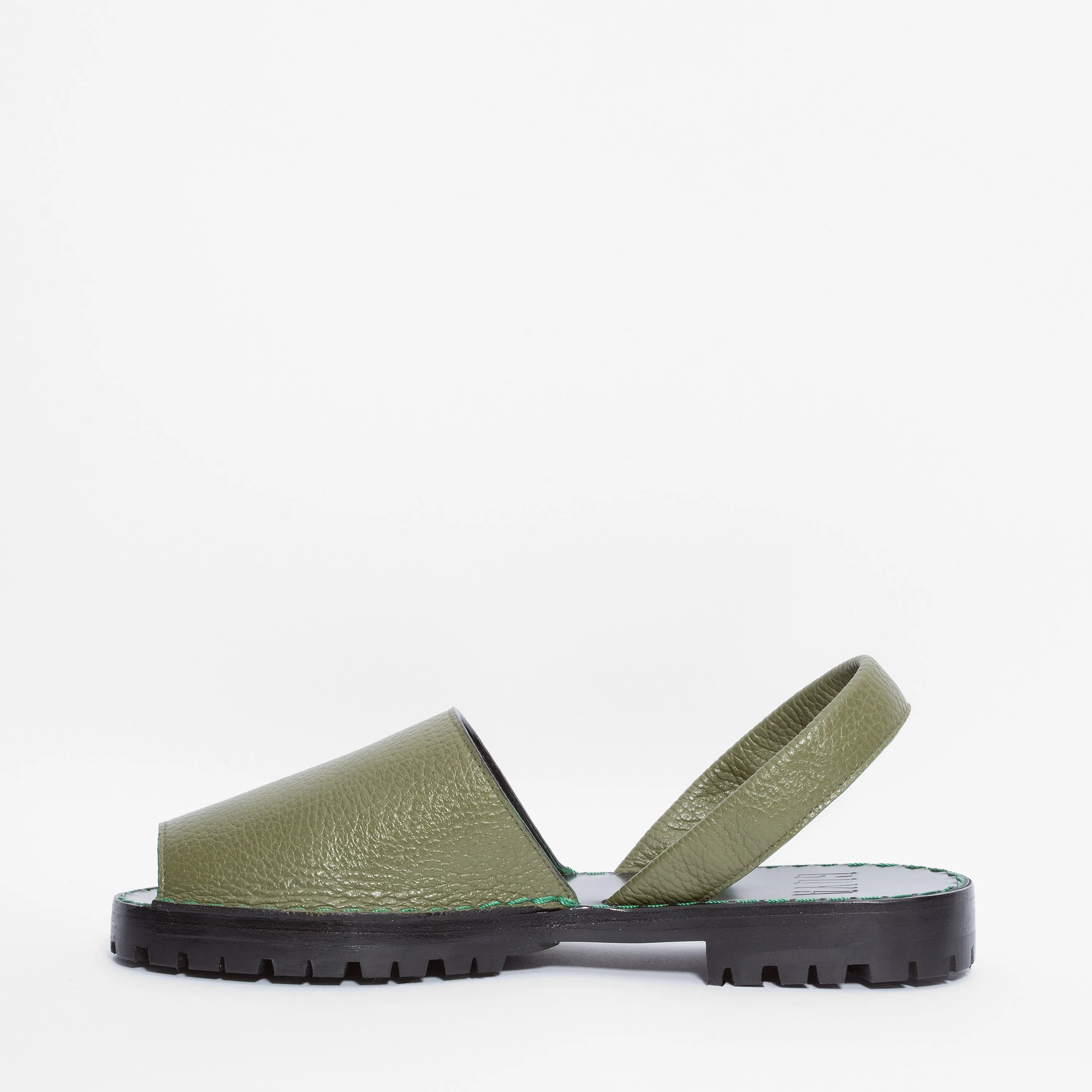 Moss Pebbled Leather Goya Sandals