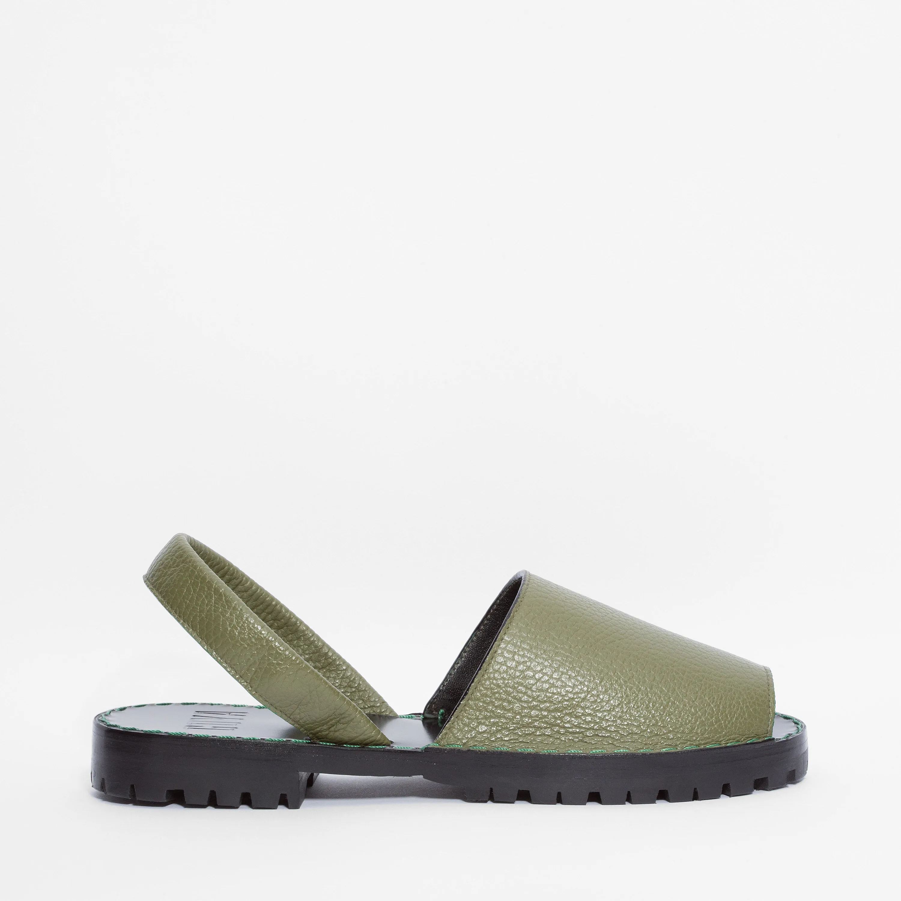 Moss Pebbled Leather Goya Sandals
