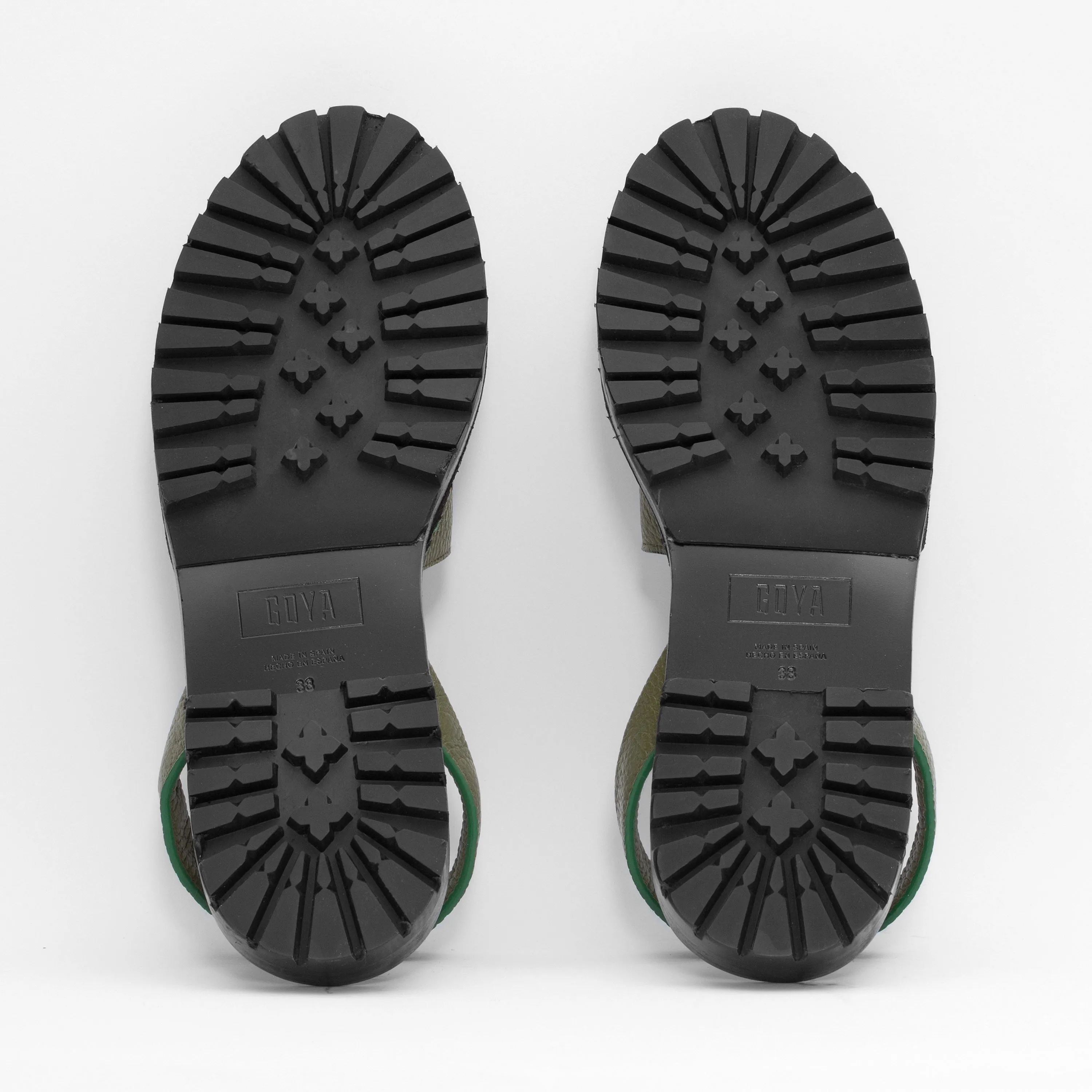 Moss Pebbled Leather Goya Sandals