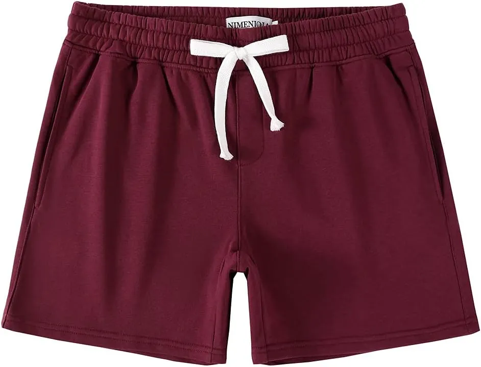 NIMENJOJA Mens 5.5" Athletic Gym Shorts Cotton Jogger Workout Lounge Jersey Zipper Pocket Sweat Shorts
