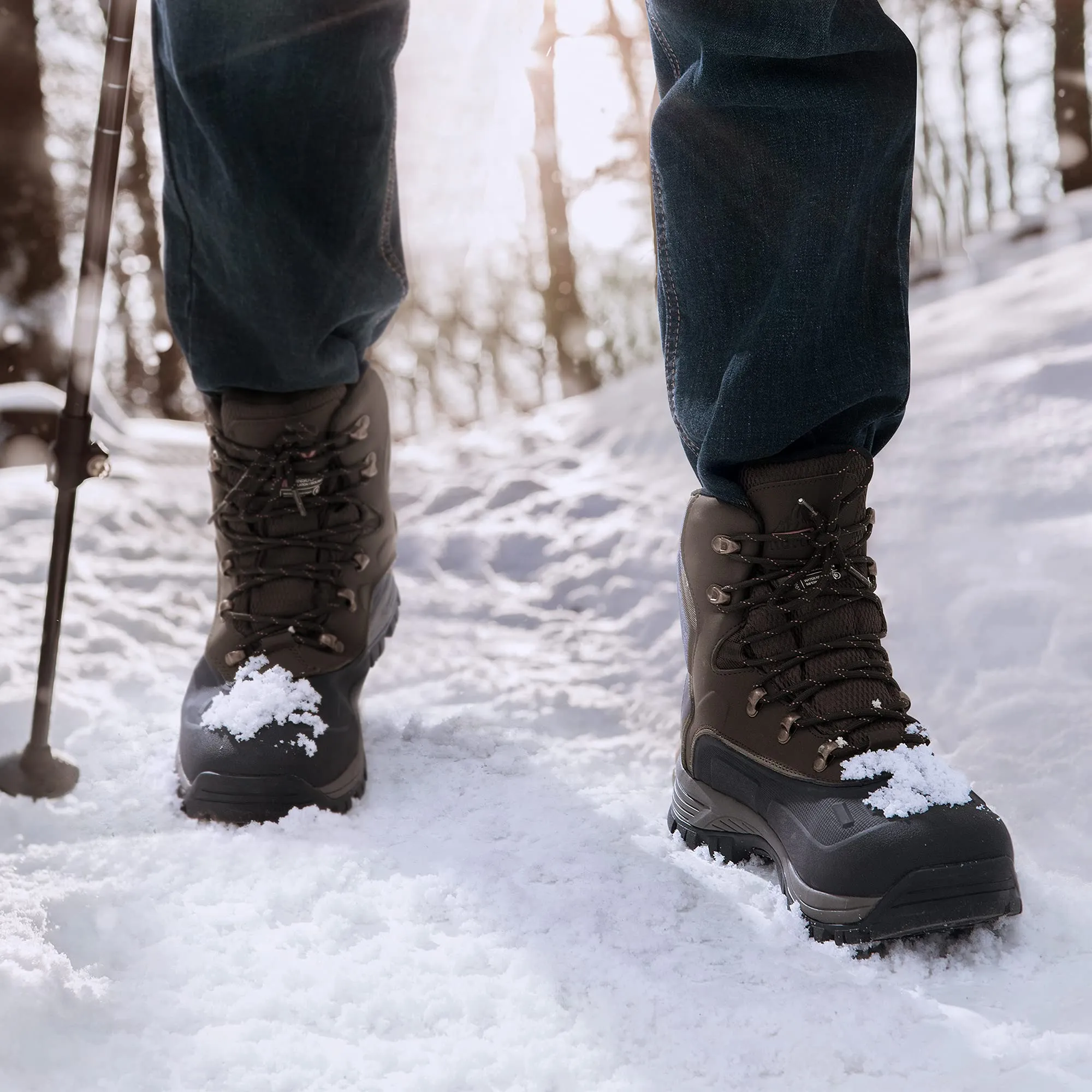 NORTIV 8 Men's 180411 Dark Brown Black Insulated Waterproof Construction Hiking Winter Snow Boots Size 10.5 M US