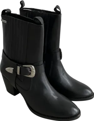 Pepe Jeans Black Luna Rock Leather Ankle Boots UK 7 EU 40 👠