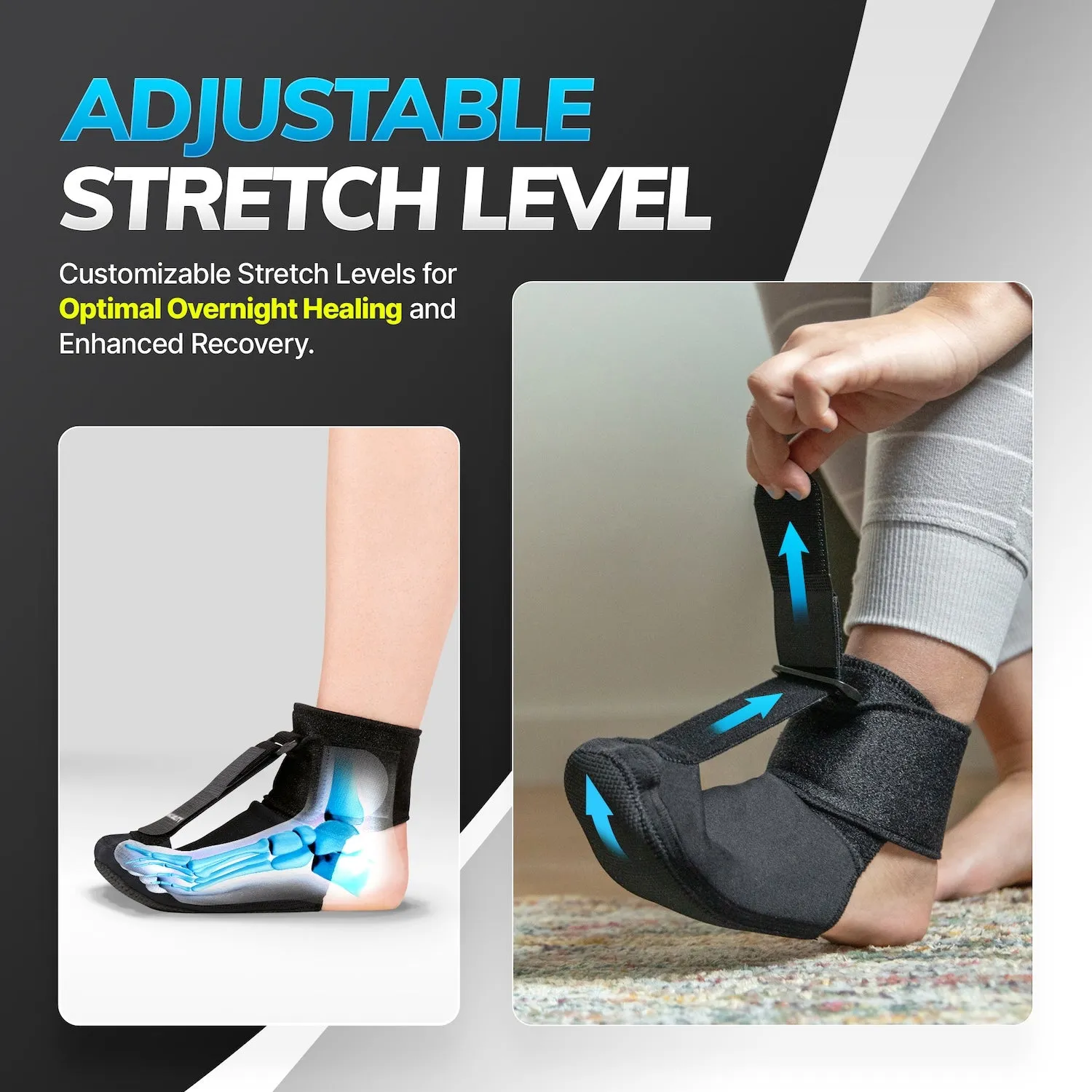 Plantar Fasciitis Night Sock Splint | Soft Stretching Brace and Foot Pain Sleep Support Boot