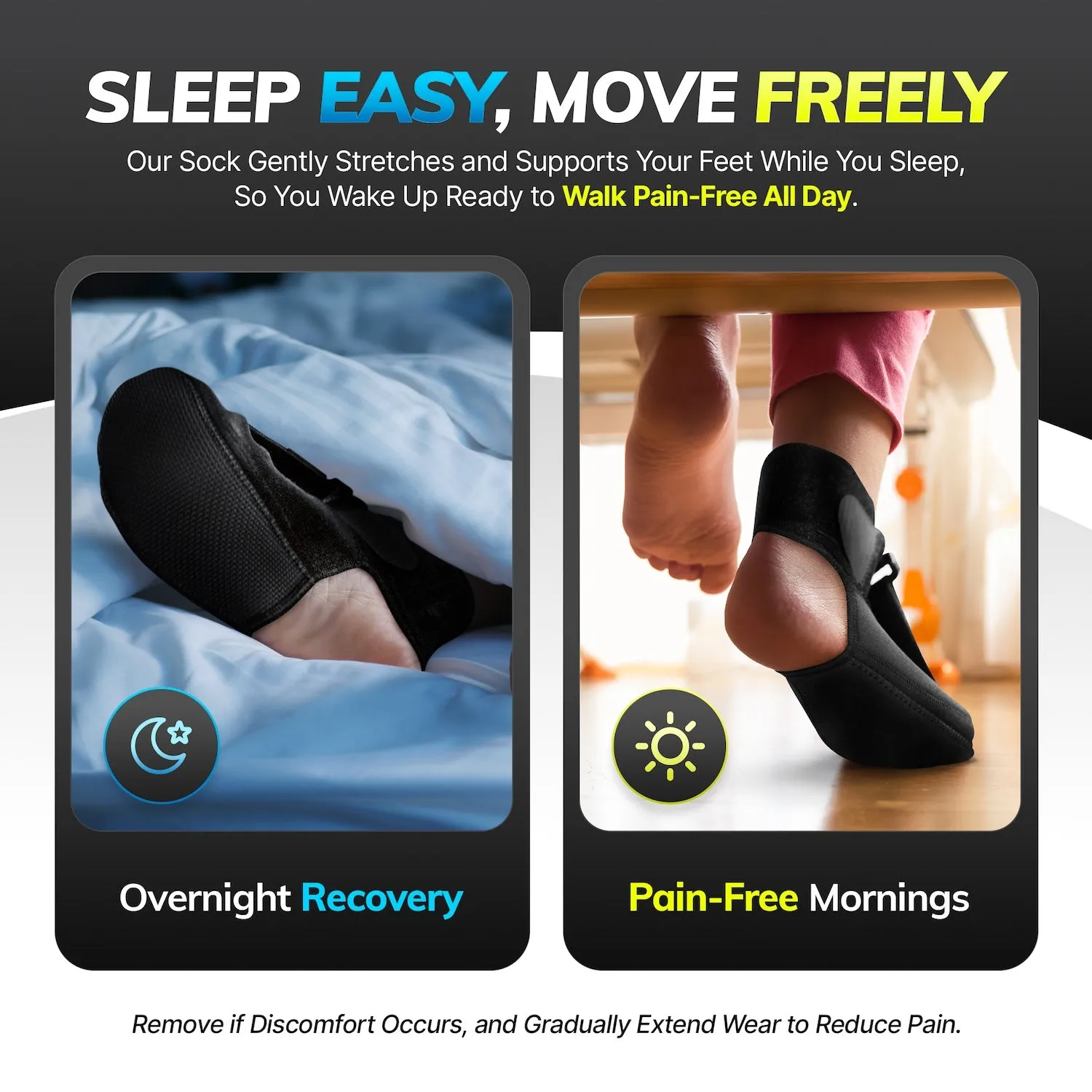 Plantar Fasciitis Night Sock Splint | Soft Stretching Brace and Foot Pain Sleep Support Boot