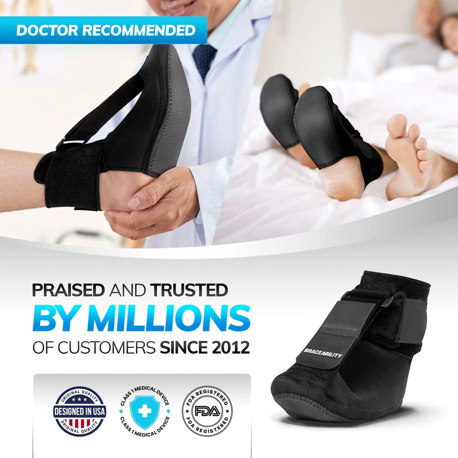 Plantar Fasciitis Night Sock Splint | Soft Stretching Brace and Foot Pain Sleep Support Boot