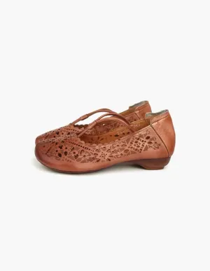 Real Leather Hand-carved Flat Shoes