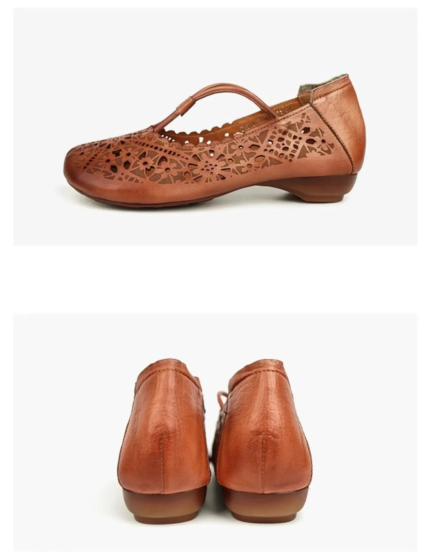 Real Leather Hand-carved Flat Shoes