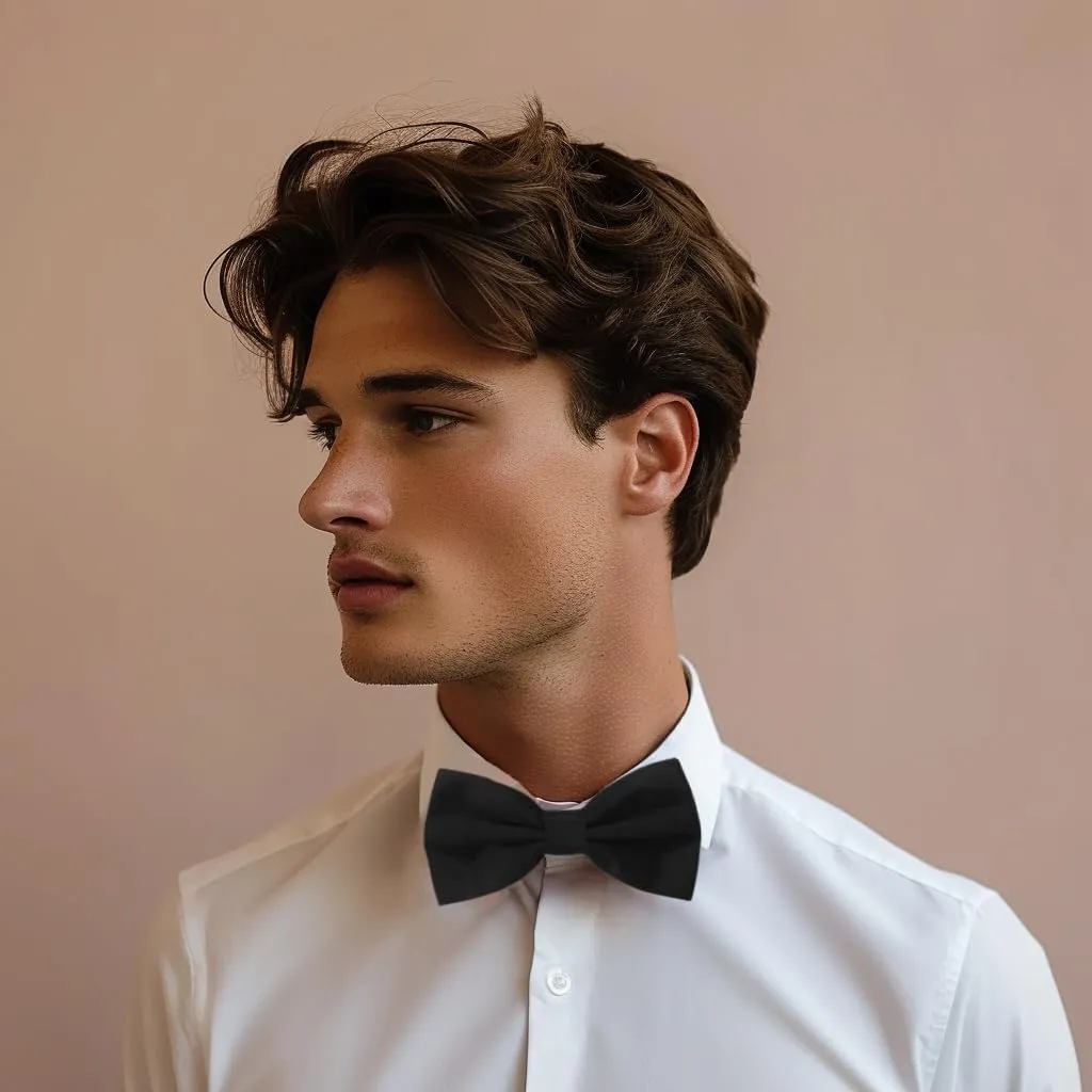 Solid Color Pre-tied Bow Tie Adjustable Bowtie for Men