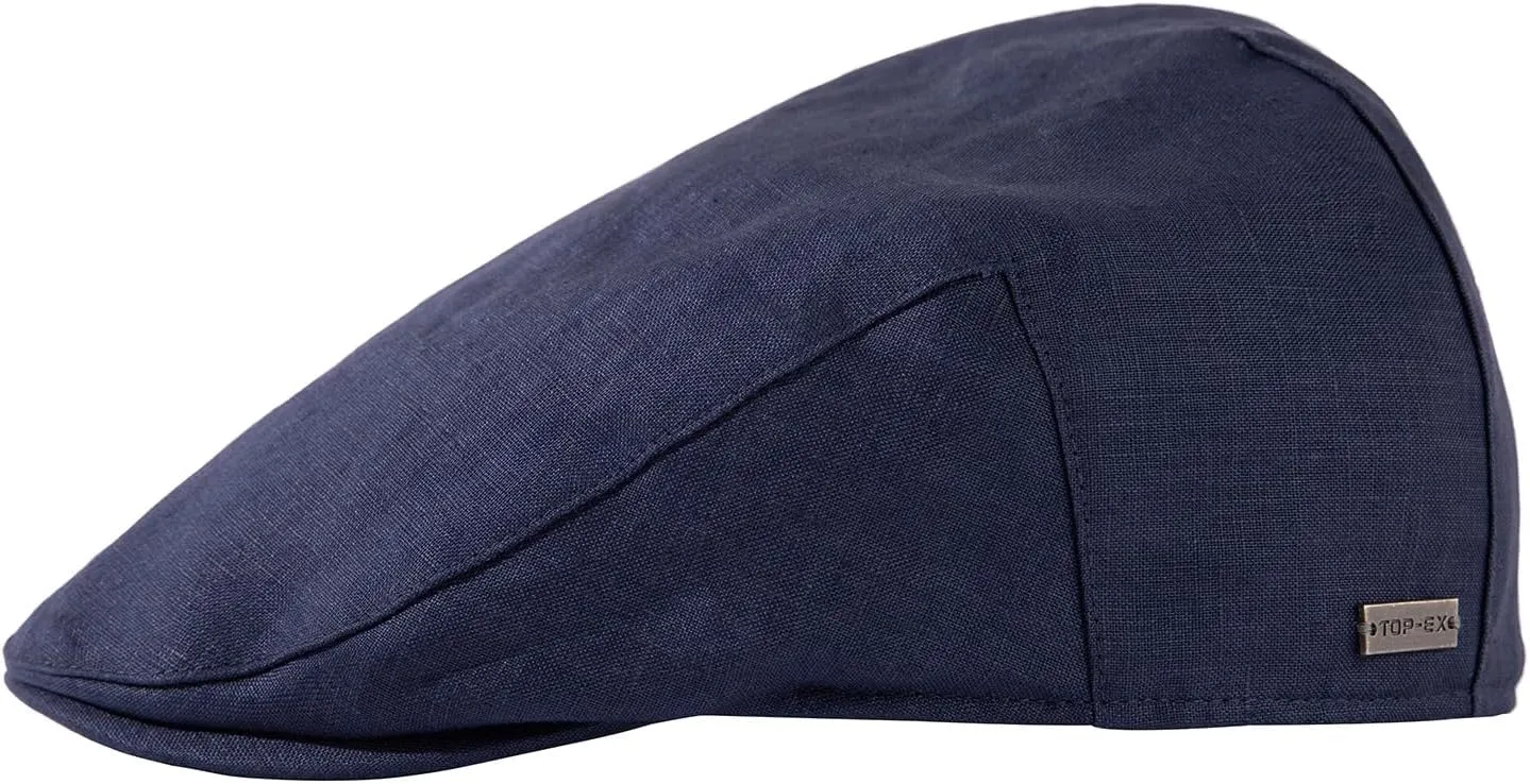 TOP-EX XL/XXL Mens 100% Linen Flat Cap Summer Cooling Newsboy Hats Cotton Lining